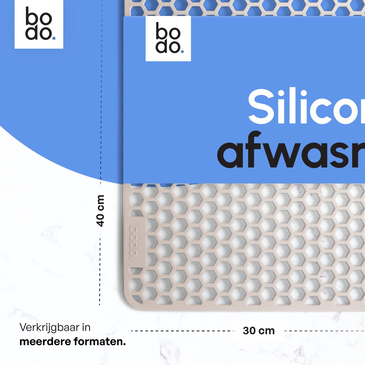 Bodo® Gootsteenmat - Rechthoekig - Onderzetter - Beige - 30 x 40 cm