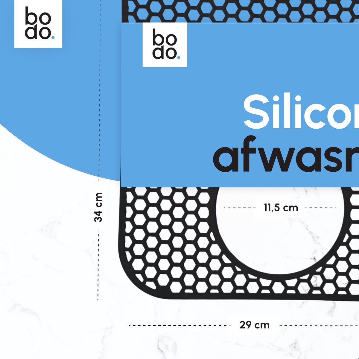 Bodo® Gootsteenmat - Rechthoekig - Zwart - 34 x 29 cm