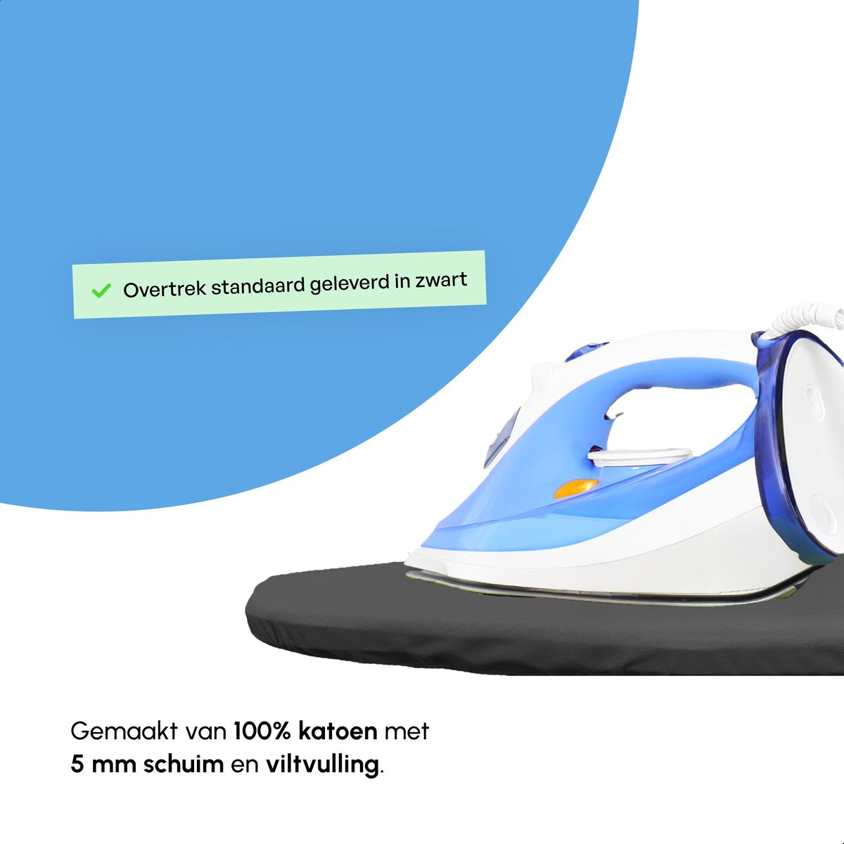 Bodo® -  Geretourneerd/Beschadigd - Strijkplank Ascend Elite - Stoomunithouder - Uitklapbaar Rek - 122 x 43 cm - Zwart