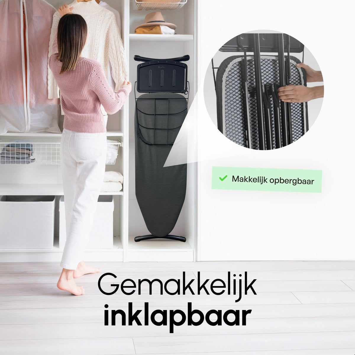 Bodo® -  Geretourneerd/Beschadigd - Strijkplank Ascend Elite - Stoomunithouder - Uitklapbaar Rek - 122 x 43 cm - Zwart