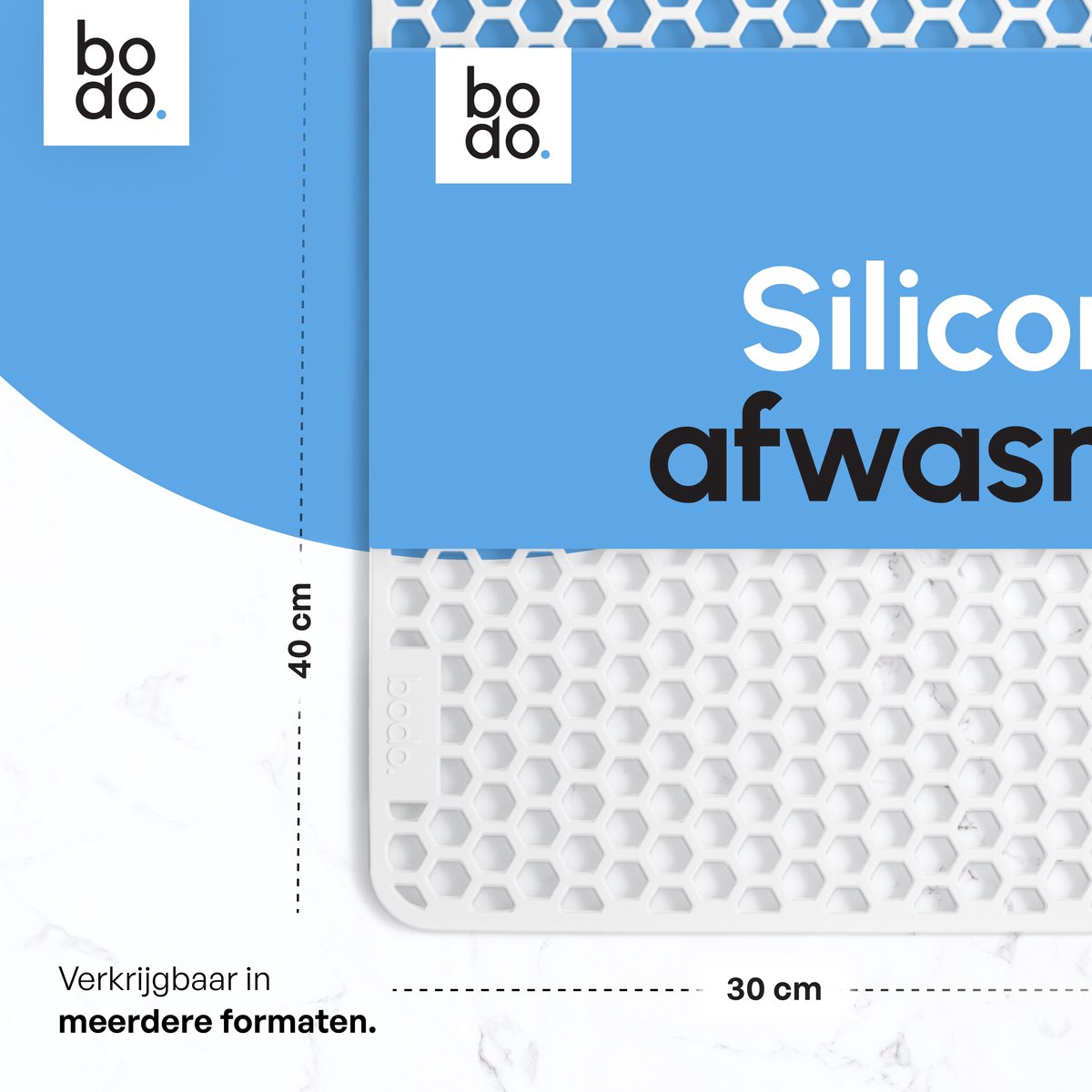 Bodo® Gootsteenmat - Rechthoekig - Onderzetter - Wit - 30 x 40 cm