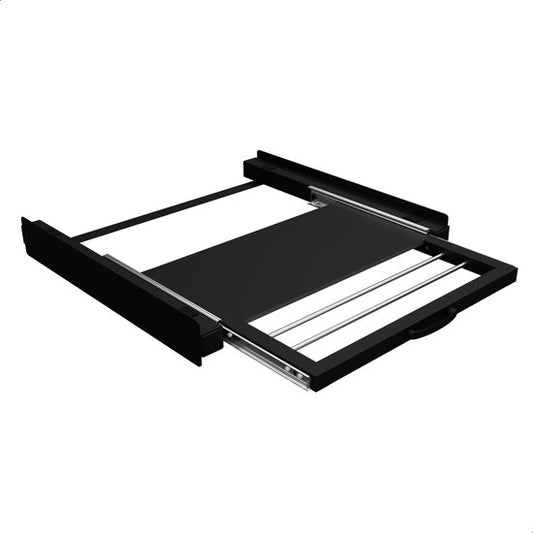 Bodo® - Stapelkit voor Wasmachine en Droger - Tussenstuk met Handdoekhouder - Inlegbare Plank - Inclusief Anti-Trilrubbers - Zwart