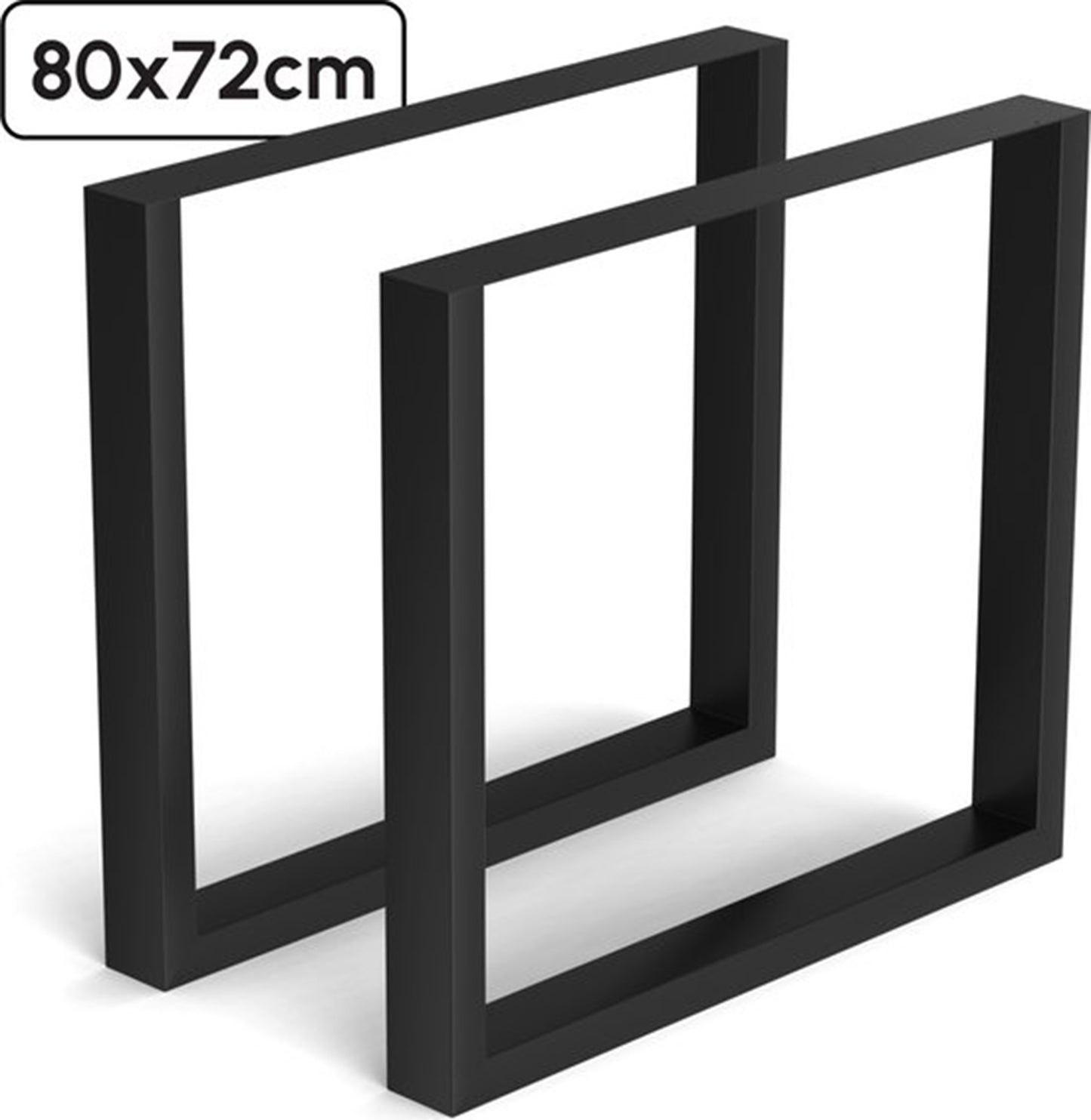 Bodo® - Stalen Onderstel Tafel - Tafelpoten - Set van 2 - U bankpoot 80x72 cm - Mat Zwart