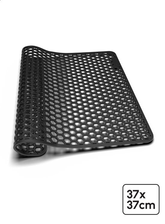 Bodo® Gootsteenmat - Vierkant - Zwart - 37 x 37 cm - Voor 40 x 40 cm Wasbak