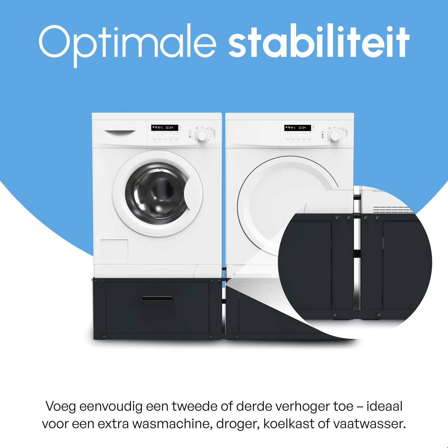 Bodo® - Wasmachine Verhoger connectieset - Zwart - voor WV52 - WV53 - WVH53