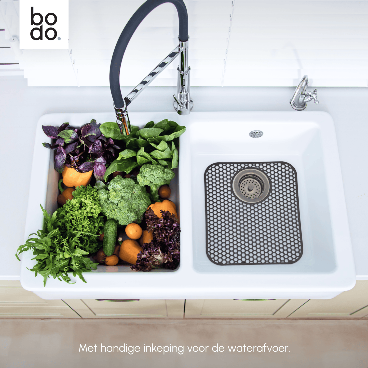 Bodo® Gootsteenmat - Rechthoekig - Grijs - 34 x 29 cm