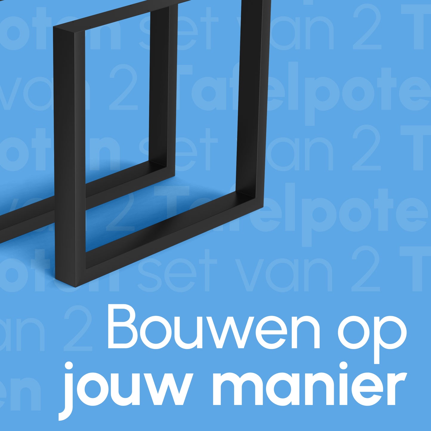 Bodo® - Stalen Onderstel Tafel - Tafelpoten - Set van 2 - U bankpoot 80x72 cm - Mat Zwart