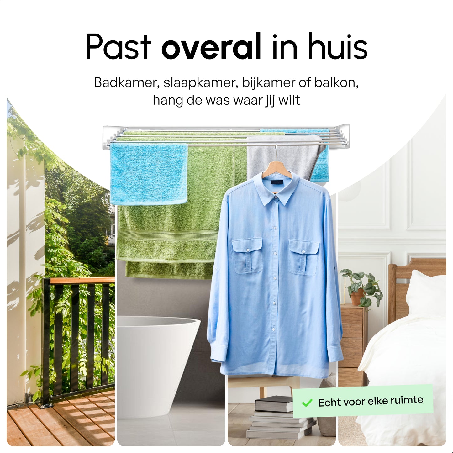 Bodo - Inklapbaar wanddroogrek - 100cm 6m drooglengte - Wit