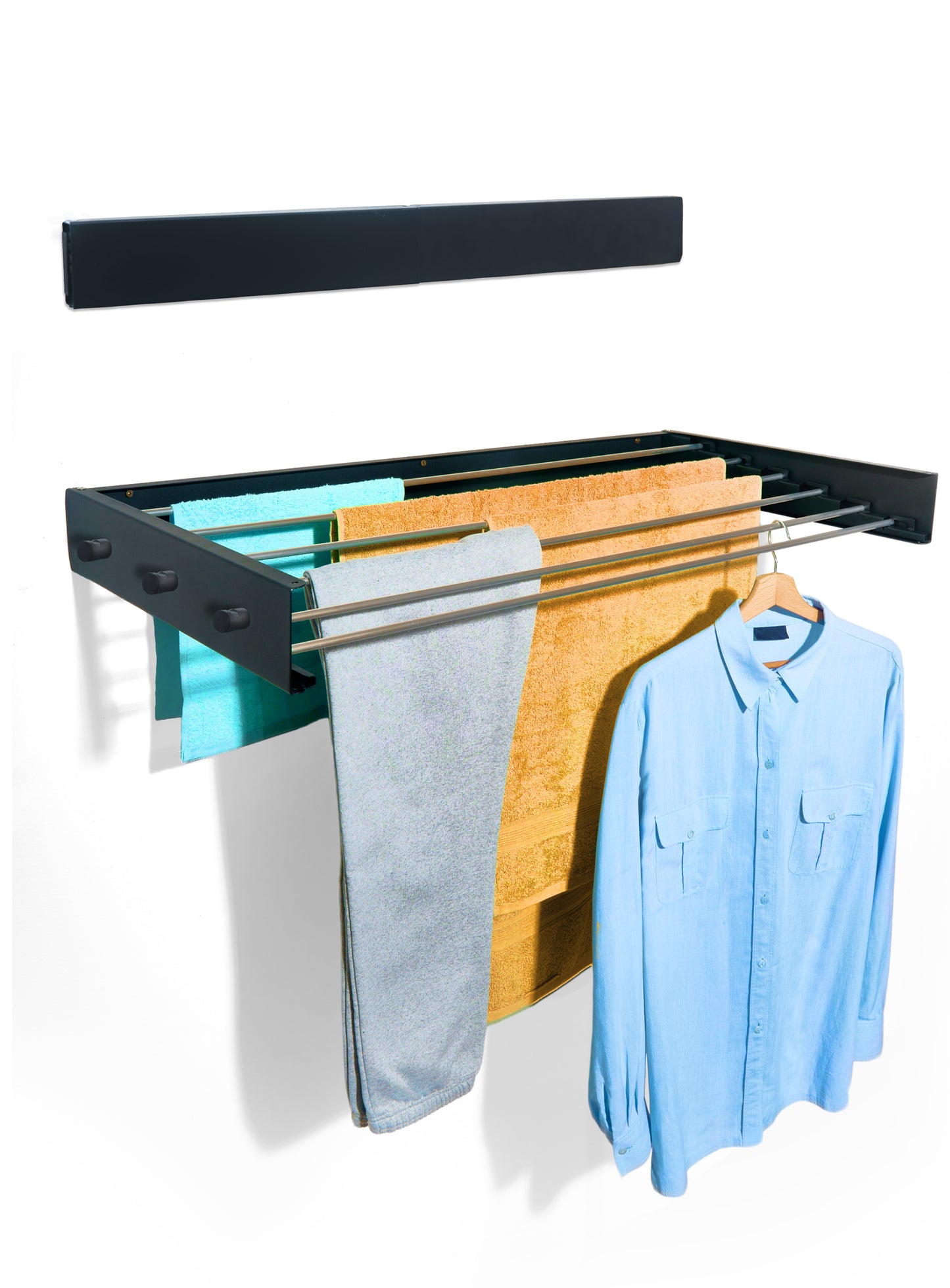 Bodo® In- en uitklapbaar droogrek met Ophanghaken - Zwart - 6m Drooglengte