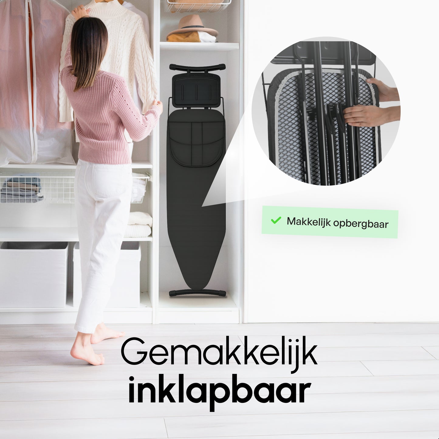 Bodo® - Strijkplank Ascend Prime - Stoomunithouder - 122 x 38 cm - Uitklapbaar Rek - Charcoal Black