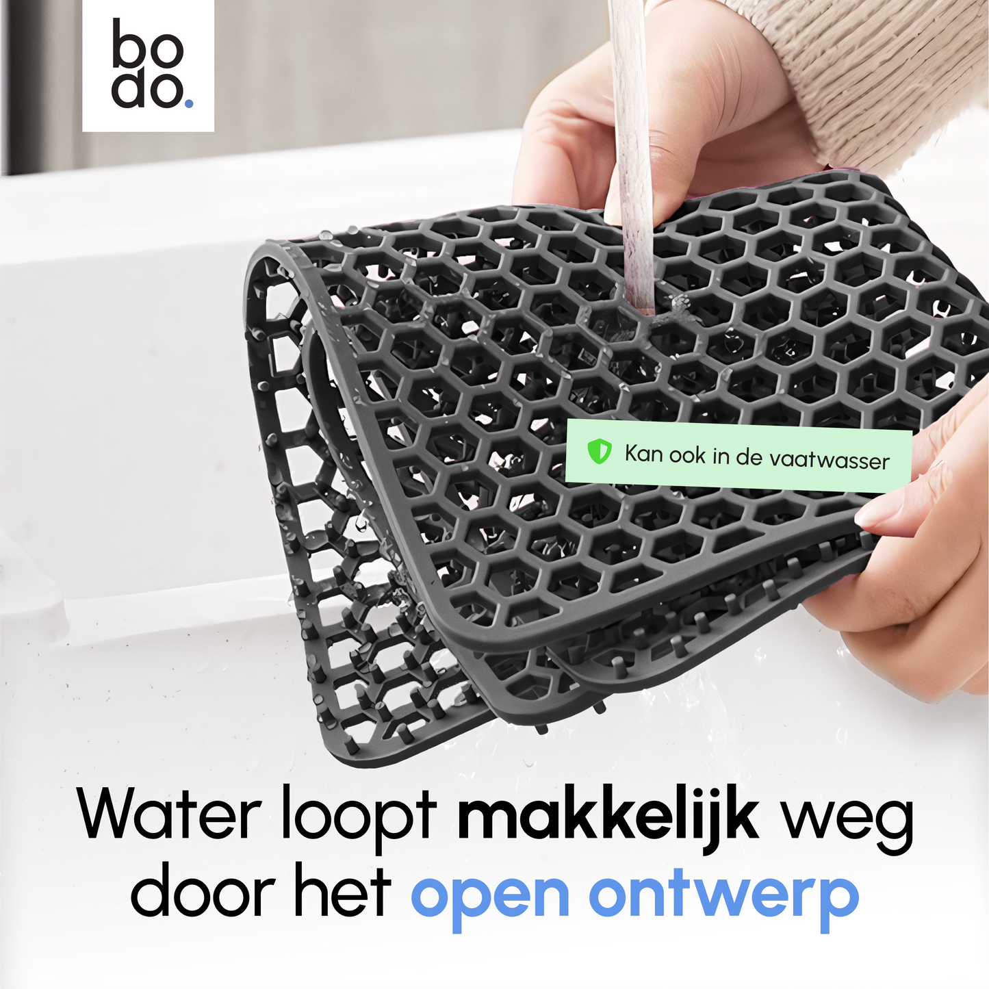 bodo home gootsteenmat grijs silicoon 34.5x34.5 verschillende afmetingen