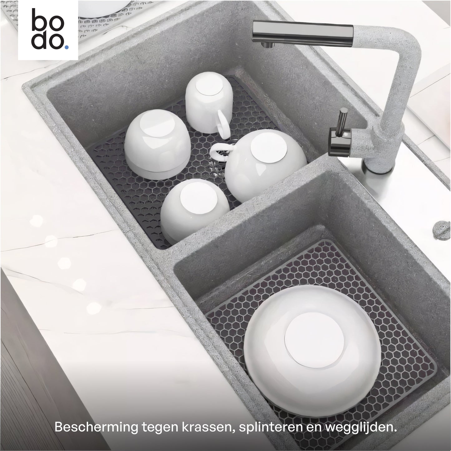 bodo home gootsteenmat grijs silicoon 34.5x34.5 verschillende afmetingen