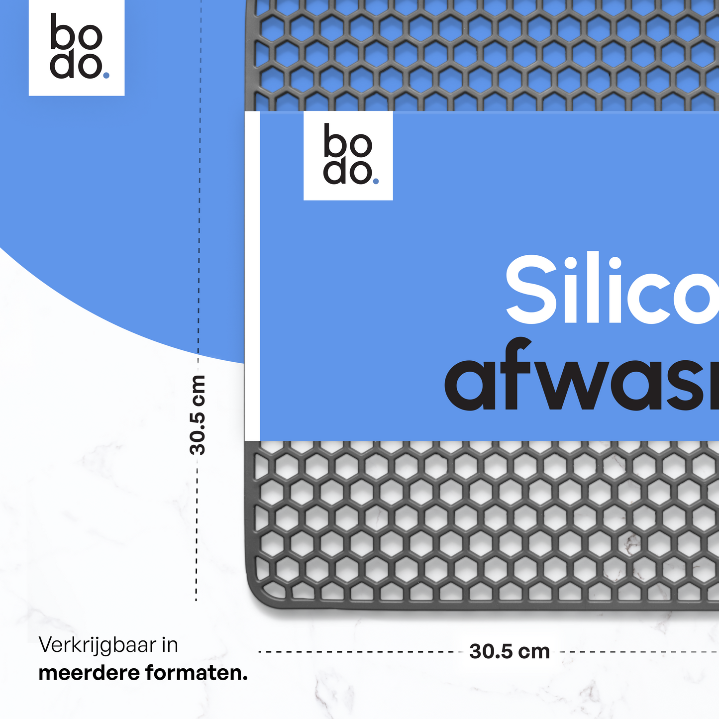 bodo home gootsteenmat grijs silicoon 34.5x34.5 verschillende afmetingen
