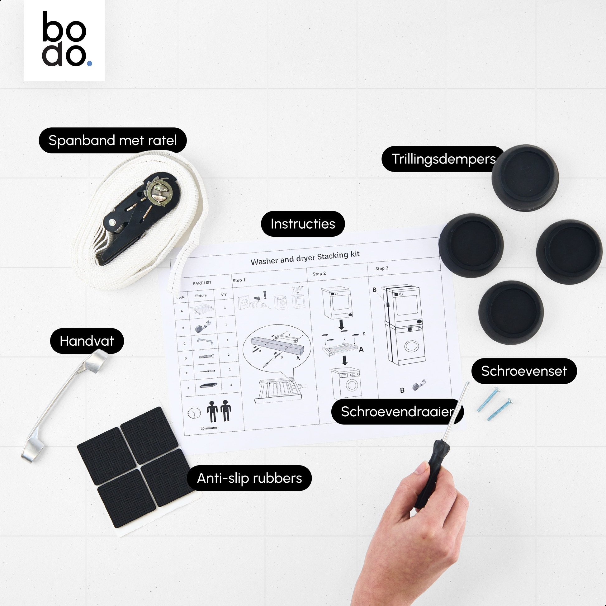 bodo home stapelkit wasmachine droger