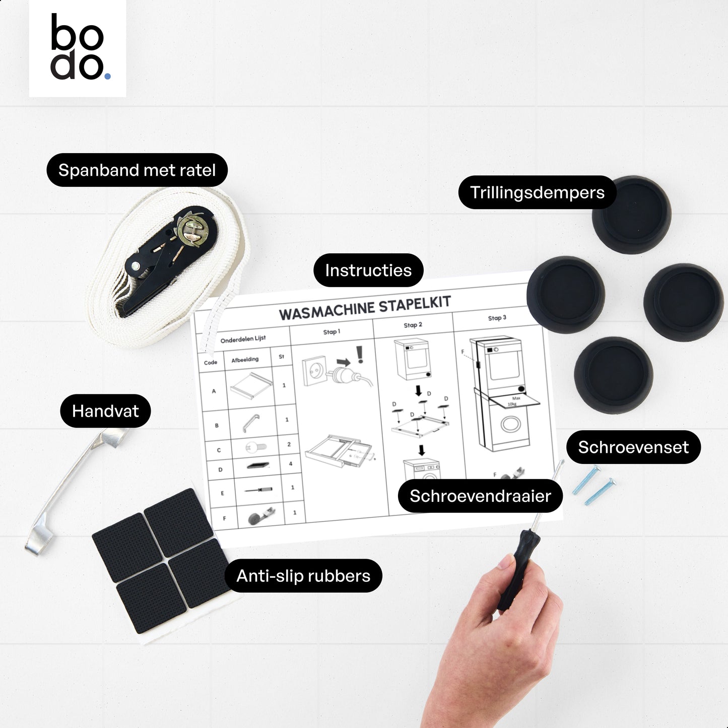 Bodo® - Stapelkit  met uitschuifbare plank - Beschadigd/geretourneerd