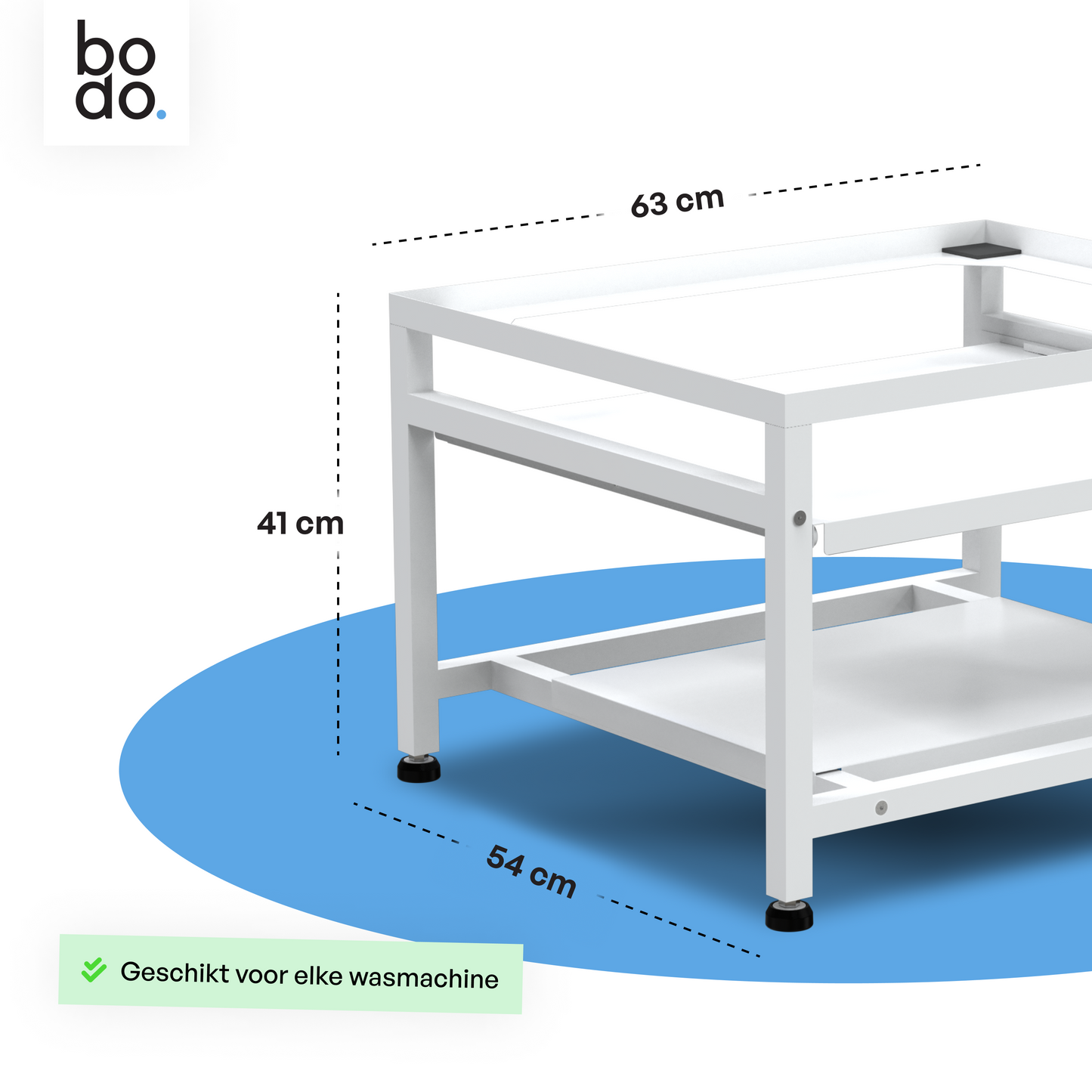 Bodo® -  Wasmachine Verhoger Met Uitschuifbare plank - Wit - Beschadigd/geretourneerd