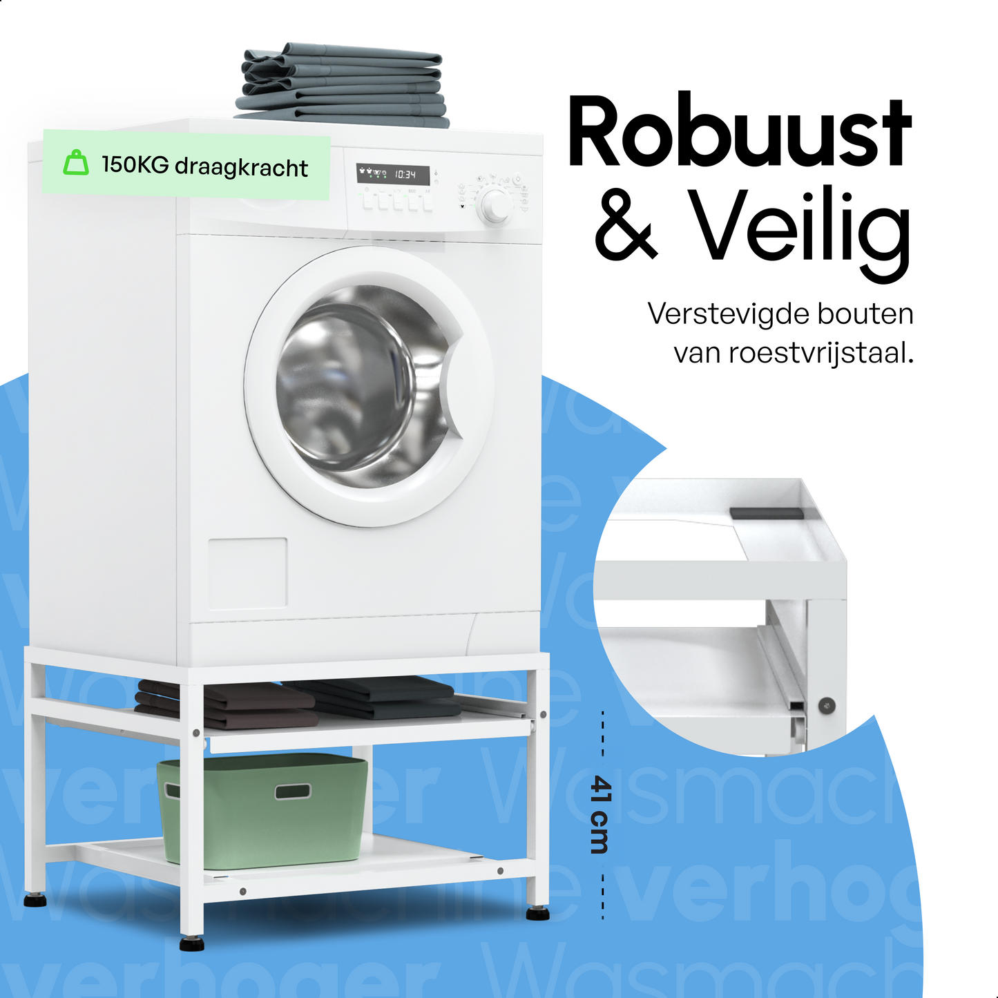 Bodo® -  Wasmachine Verhoger Met Uitschuifbare plank - Wit - Beschadigd/geretourneerd