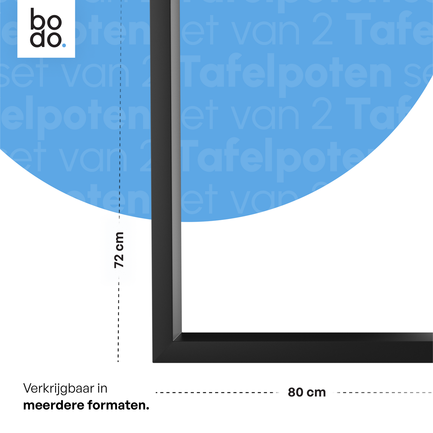 Bodo® - Stalen Onderstel Tafel - Tafelpoten - Set van 2 - U bankpoot 80x72 cm - Mat Zwart