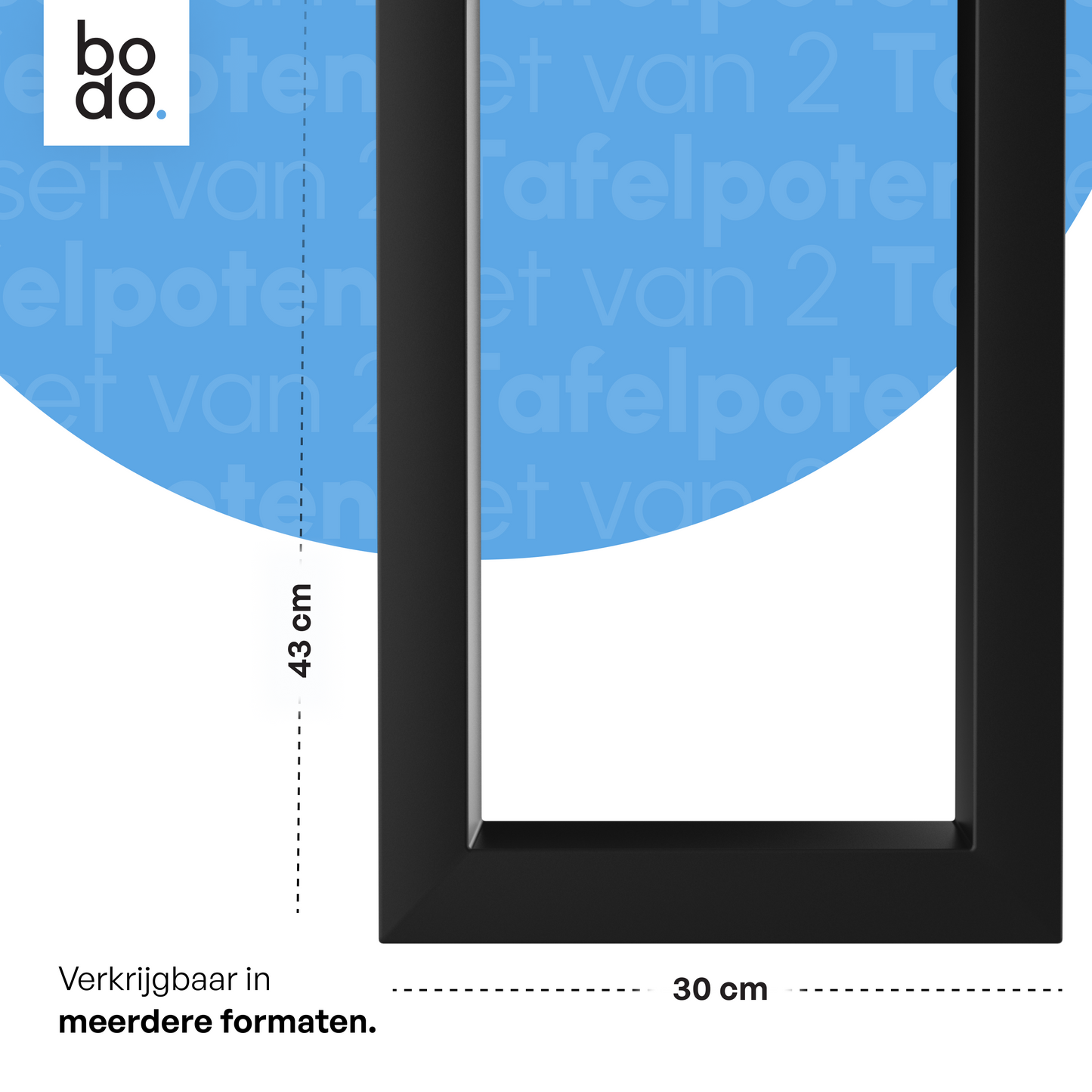 Bodo® - Stalen Onderstel Tafel - Tafelpoten - Set van 2 - U bankpoot 30x43 cm - Mat Zwart