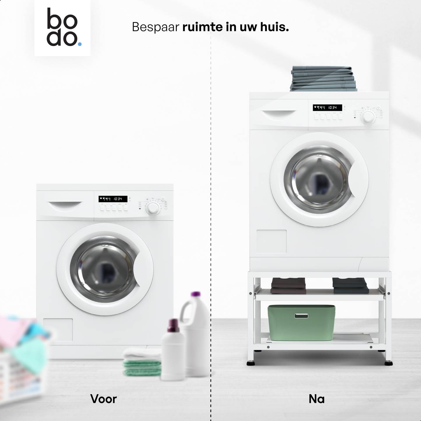 Bodo® -  Wasmachine Verhoger Met Uitschuifbare plank - Wit - Beschadigd/geretourneerd