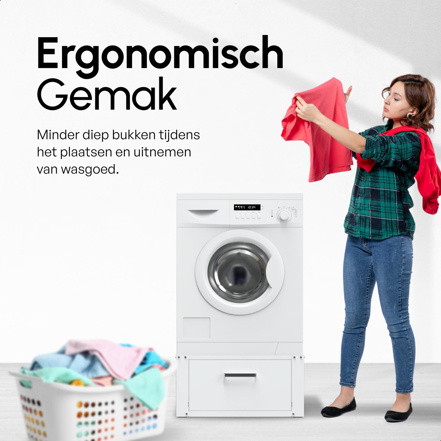 Bodo® - Wasmachine Verhoger Met Opberglade - Wit - Beschadigd/geretourneerd