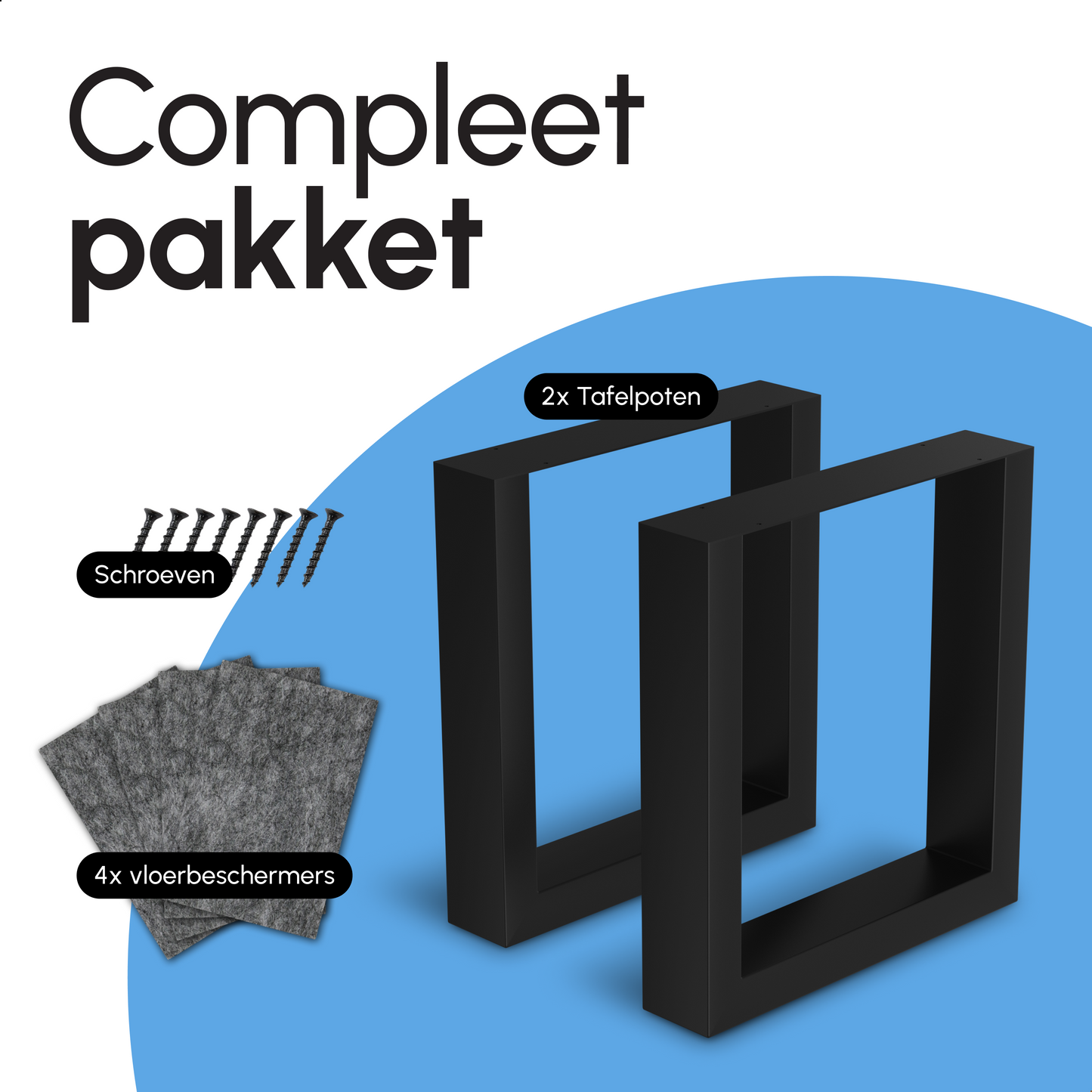 Bodo® - Stalen Onderstel Tafel - Tafelpoten - Set van 2 - U bankpoot 30x43 cm - Mat Zwart