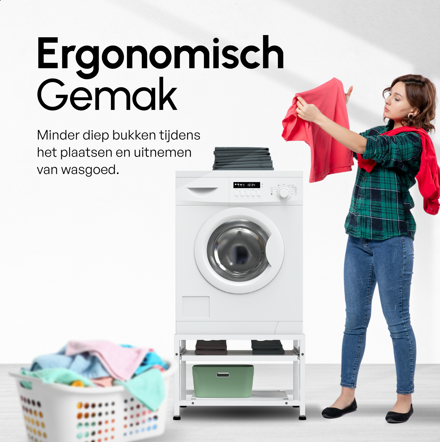 Bodo® -  Wasmachine Verhoger Met Uitschuifbare plank - Wit - Beschadigd/geretourneerd