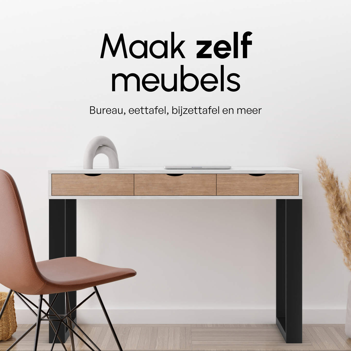 Bodo® - Stalen Onderstel Tafel - Tafelpoten - Set van 2 - U bankpoot 80x72 cm - Mat Zwart