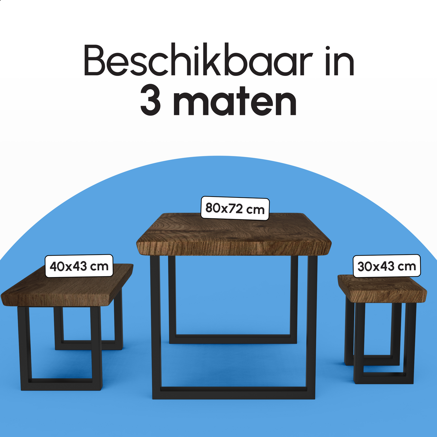 Bodo® - Stalen Onderstel Tafel - Tafelpoten - Set van 2 - U bankpoot 80x72 cm - Mat Zwart
