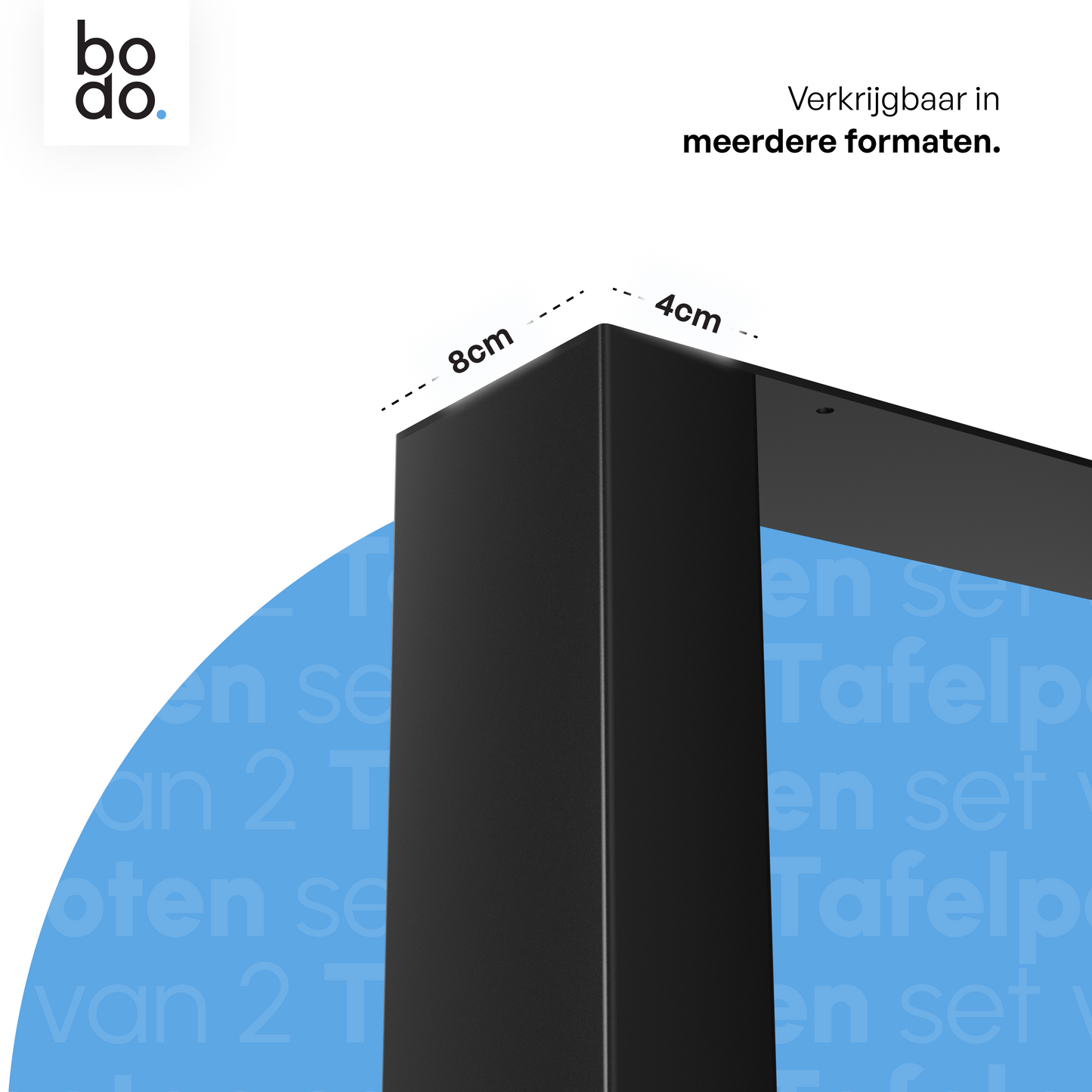 Bodo® - Stalen Onderstel Tafel - Tafelpoten - Set van 2 - U bankpoot 80x72 cm - Mat Zwart