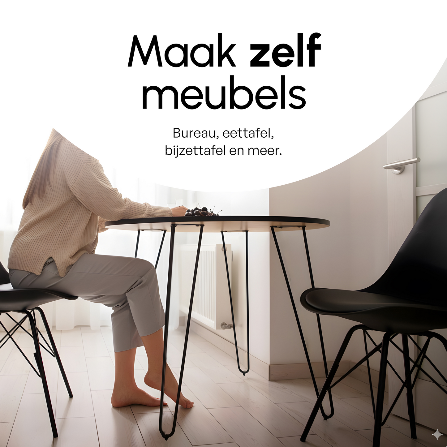 Bodo® Industriële Hairpin tafelpoten set 4 stuks – 86 cm – Zwart