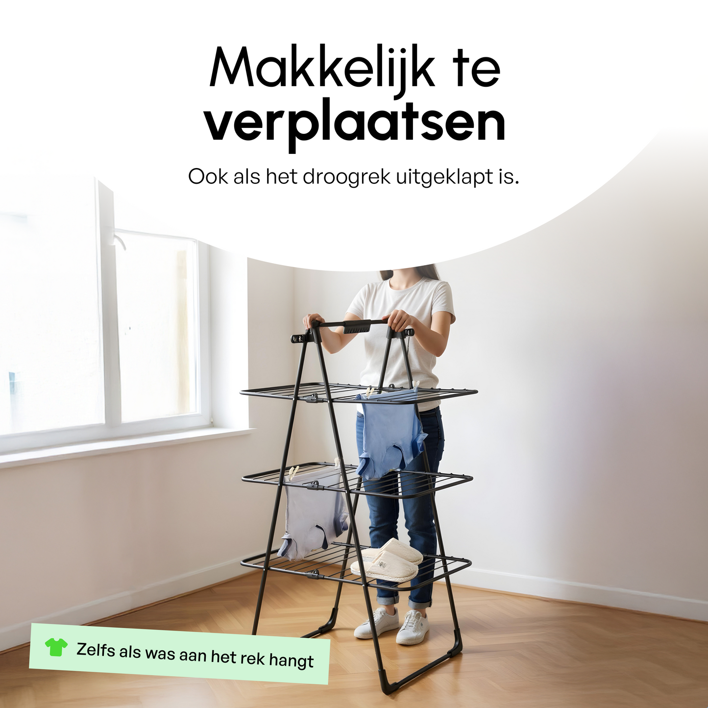Bodo® Inklapbare Droogtoren – Staand Wasrek met 3 Niveaus - Zwart