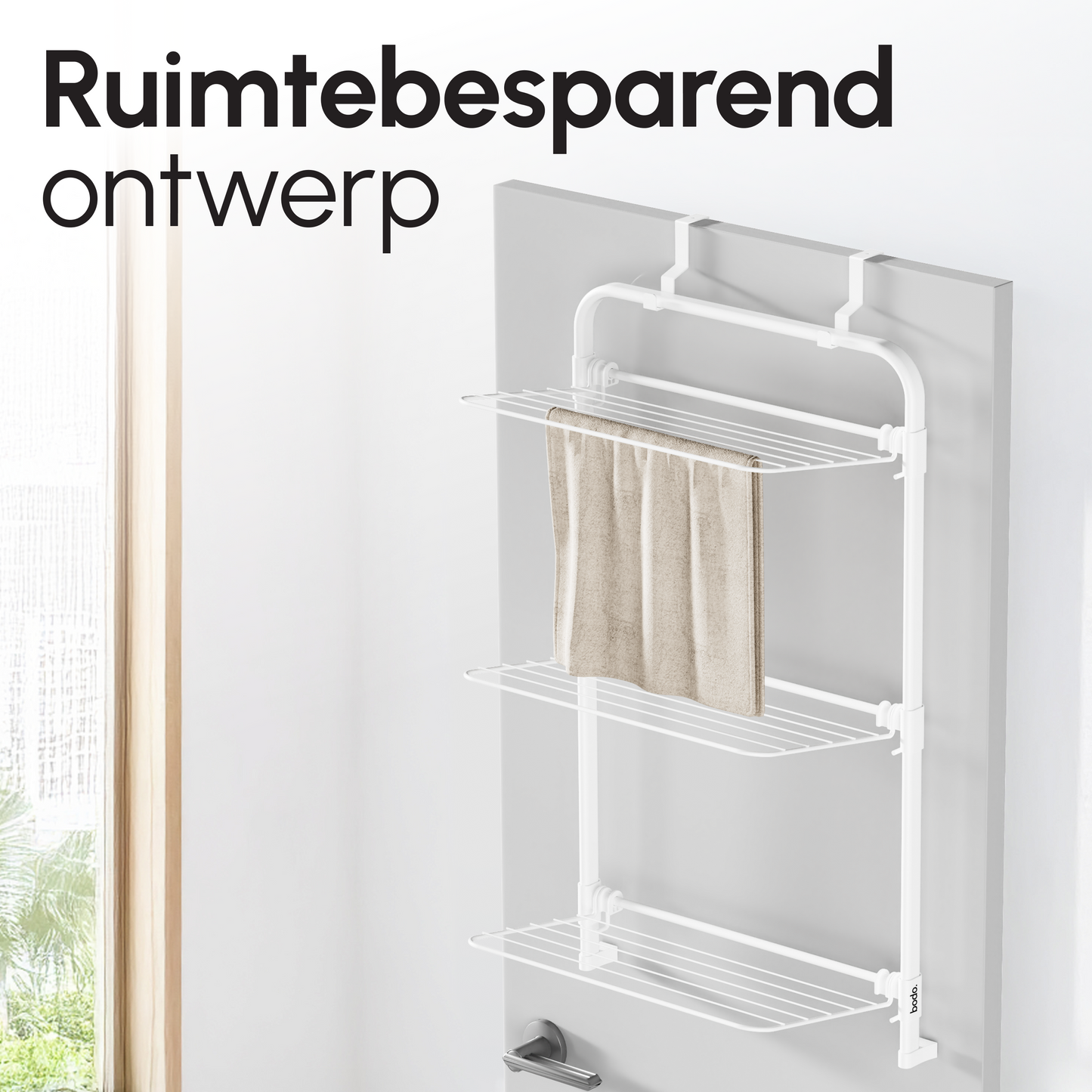 Bodo® Droogrek Hangend - 10m - Ophangbaar aan Deur of Wand - Wit
