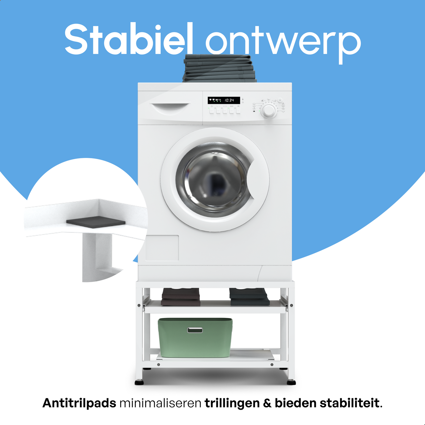 Bodo® -  Wasmachine Verhoger Met Uitschuifbare plank - Wit - Beschadigd/geretourneerd