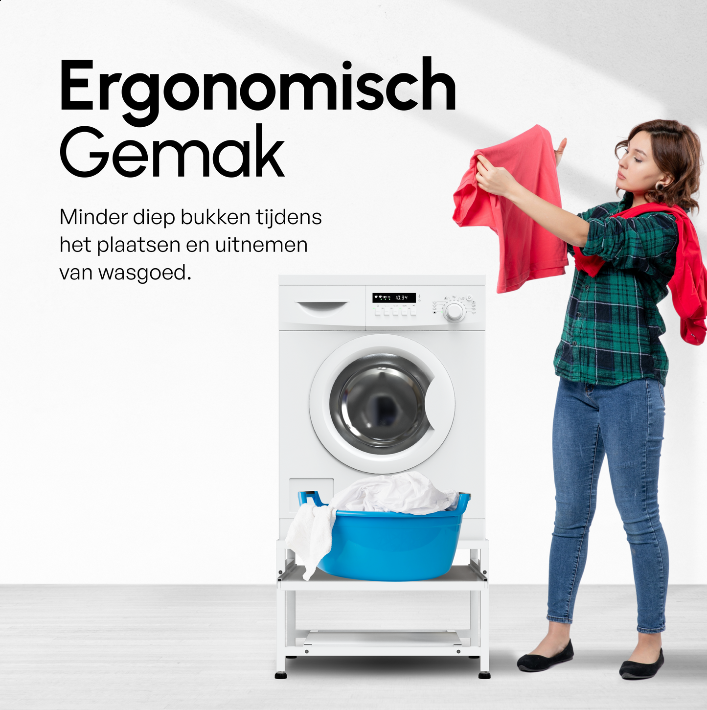 Bodo® -  Wasmachine Verhoger Met Uitschuifbare plank - Wit - Beschadigd/geretourneerd