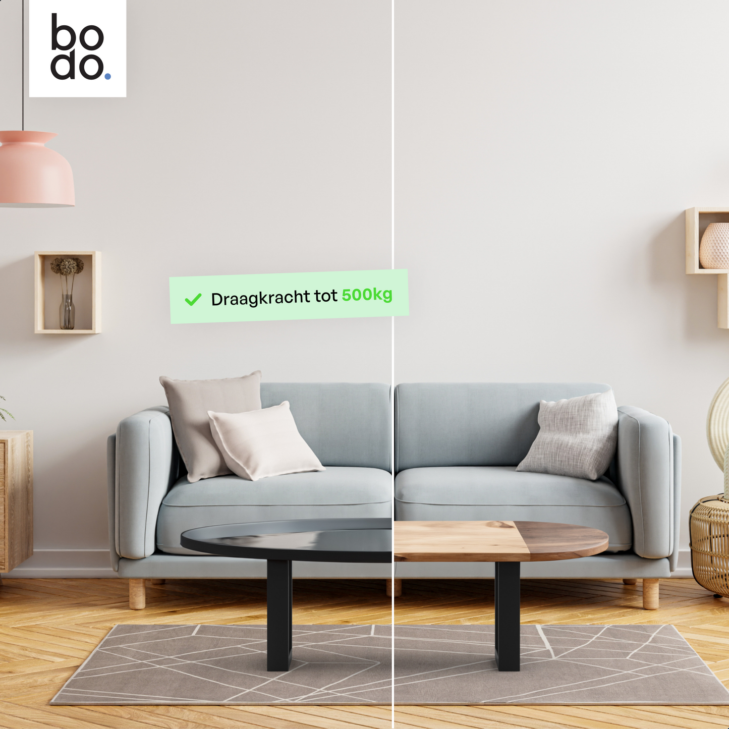 Bodo® - Stalen Onderstel Tafel - Tafelpoten - Set van 2 - U bankpoot 30x43 cm - Mat Zwart