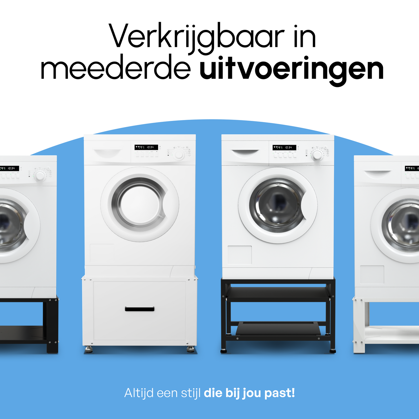Bodo® - Wasmachine Verhoger - Dubbel - Kast - Ombouw met Lade - Wit - 124x58x44-48cm