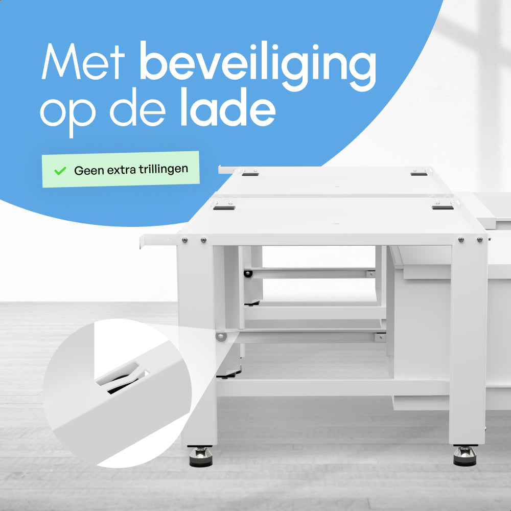 Bodo® - Wasmachine Verhoger - Dubbel - Kast - Ombouw met Lade - Wit - 124x58x44-48cm