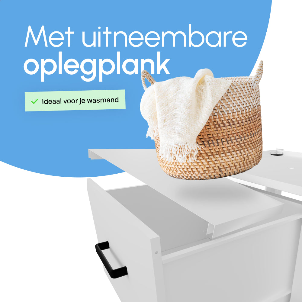 Bodo® - Wasmachine Verhoger met Opberglade - Wit - 61x58x48 cm