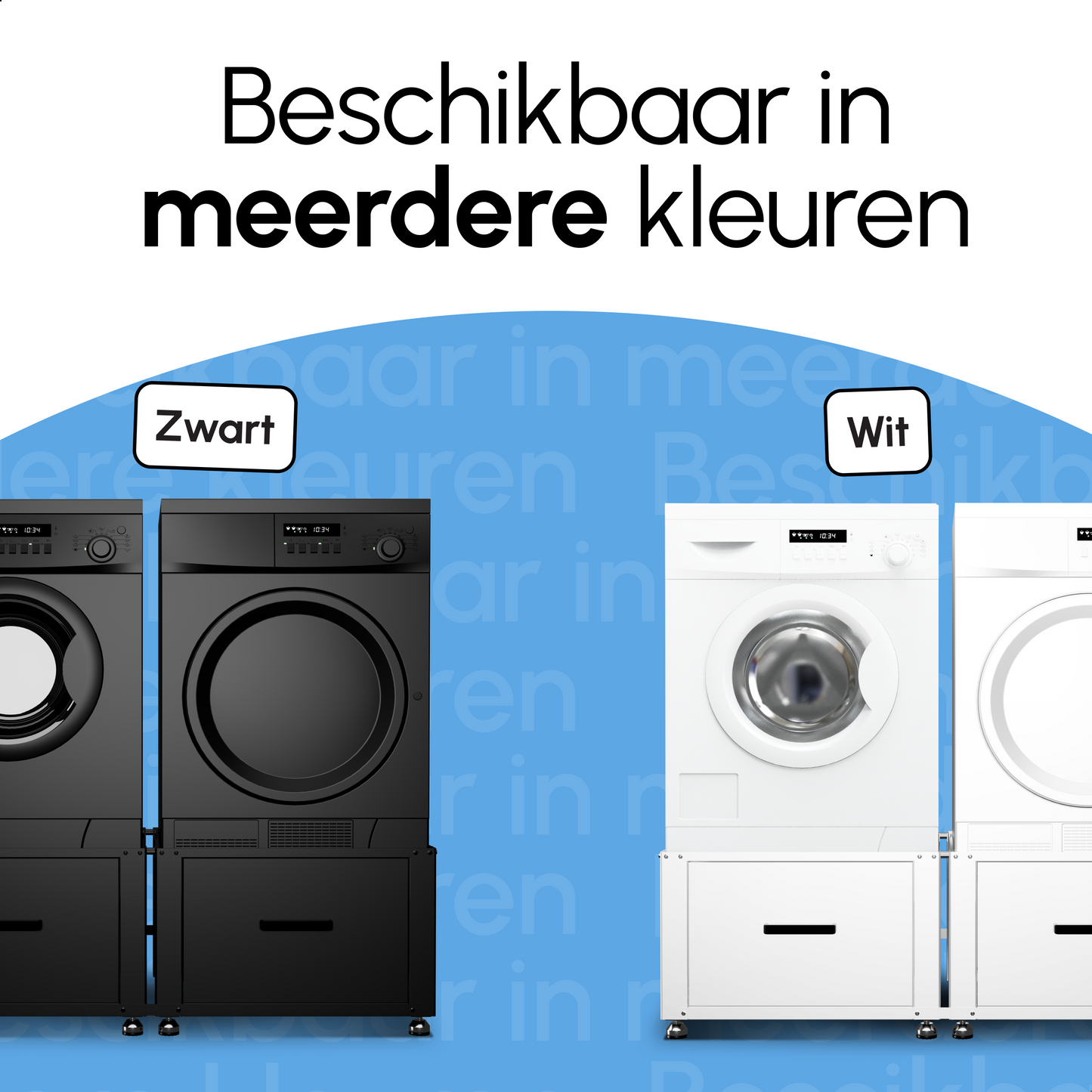 Bodo® - Wasmachine Verhoger - Dubbel - Kast - Ombouw met Lade - Wit - 124x58x44-48cm
