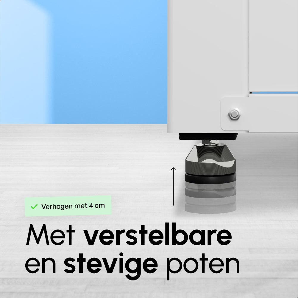Bodo® - Wasmachine Verhoger met Opberglade - Wit - 61x58x48 cm