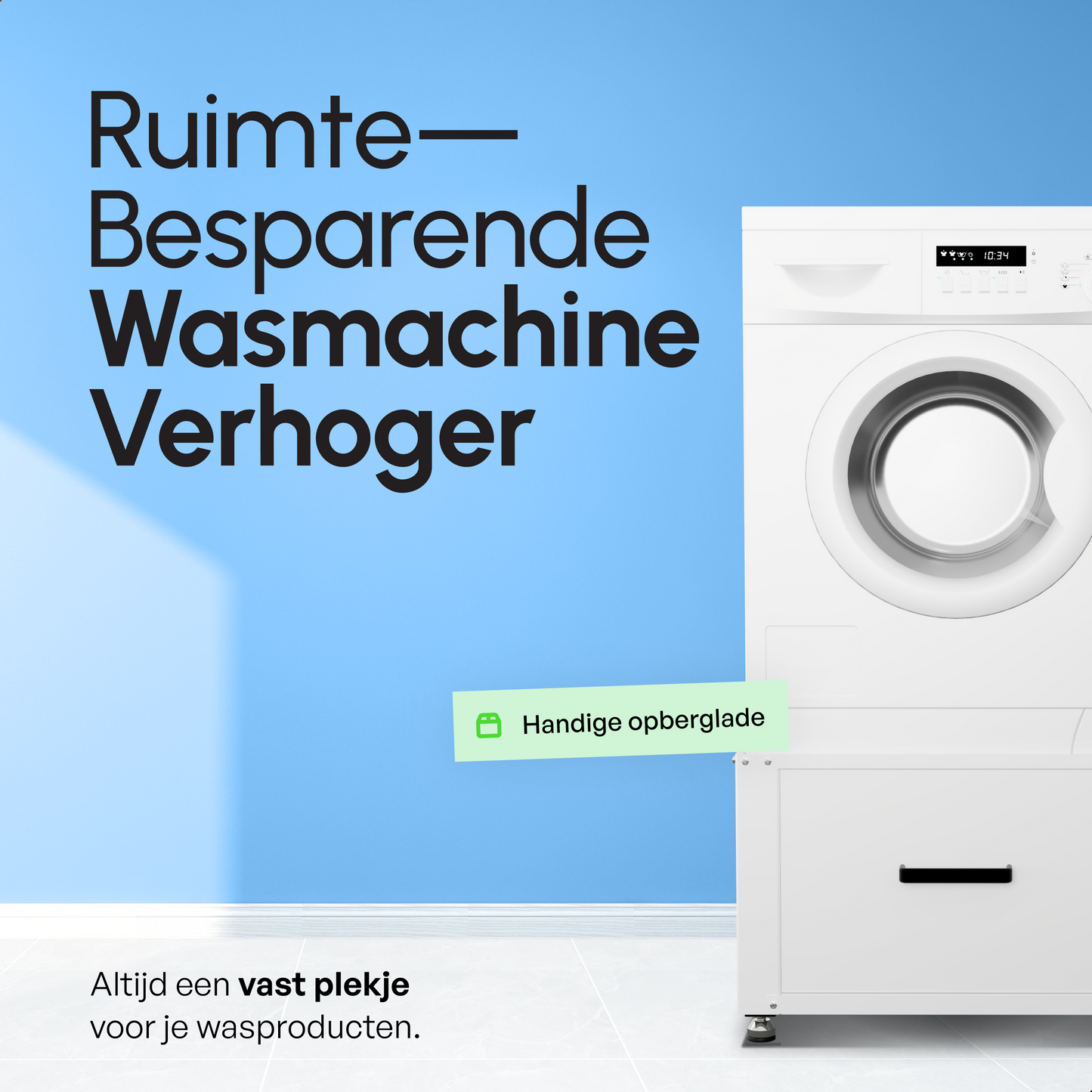 Bodo® - Wasmachine Verhoger met Opberglade - Wit - 61x58x48 cm