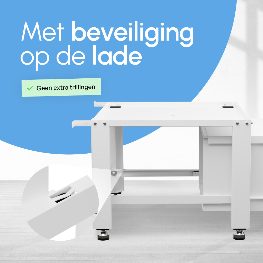 Bodo® - Wasmachine Verhoger met Opberglade - Wit - 61x58x48 cm