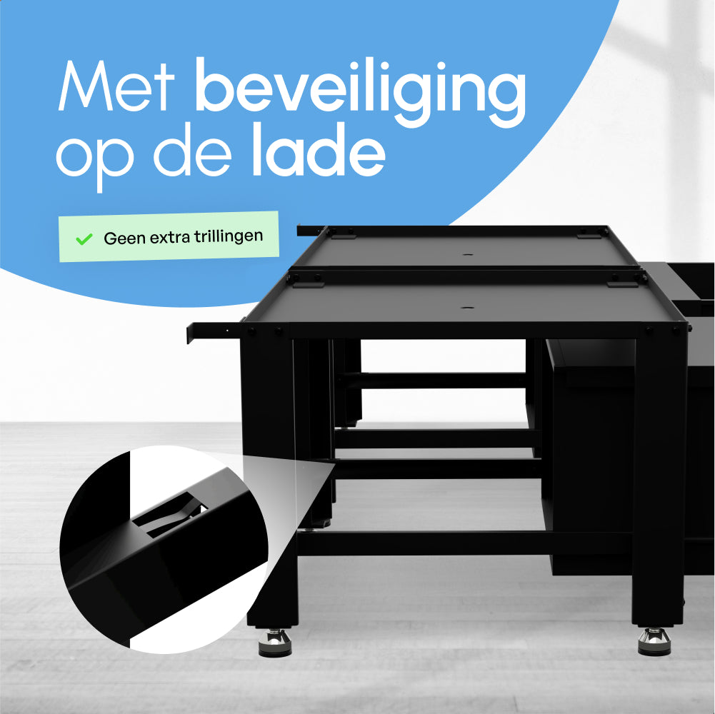 Bodo® - Wasmachine Verhoger - Dubbel - Kast - Ombouw met Lade - Zwart - 124x58x44-48cm