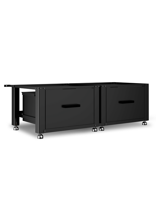 Bodo® - Wasmachine Verhoger - Dubbel - Kast - Ombouw met Lade - Zwart - 124x58x44-48cm