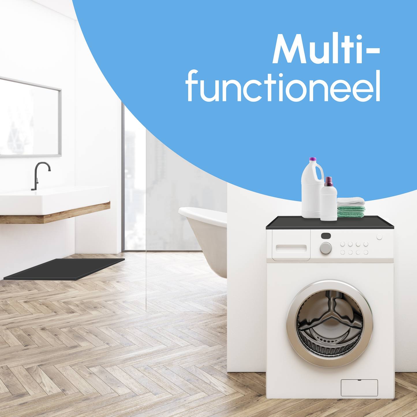 Bodo® Geretourneerde Bescherm Mat Voor Wasmachine & Droger - Silicone 60x60cm - Zwart