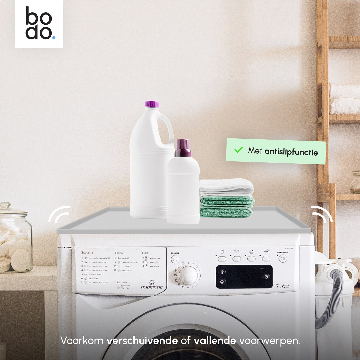 Bodo® Geretourneerde Bescherm Mat Voor Wasmachine & Droger - Silicone 60x60cm - Grijs