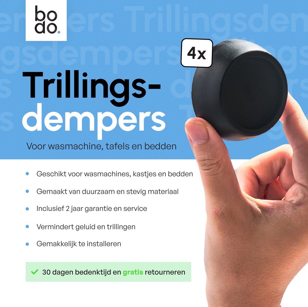 Bodo® - Trillingsdempers - Zwart - Voetjes voor wasmachine & droger