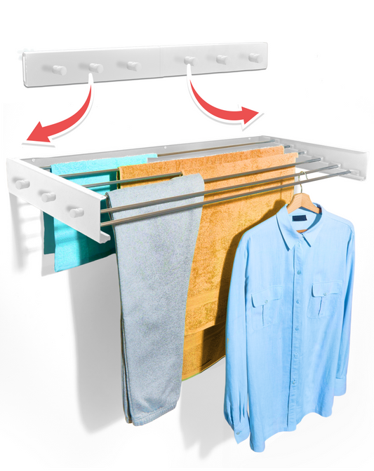 Bodo® In- en uitklapbaar droogrek met Ophanghaken - Wit - 80cm - 4m Drooglengte