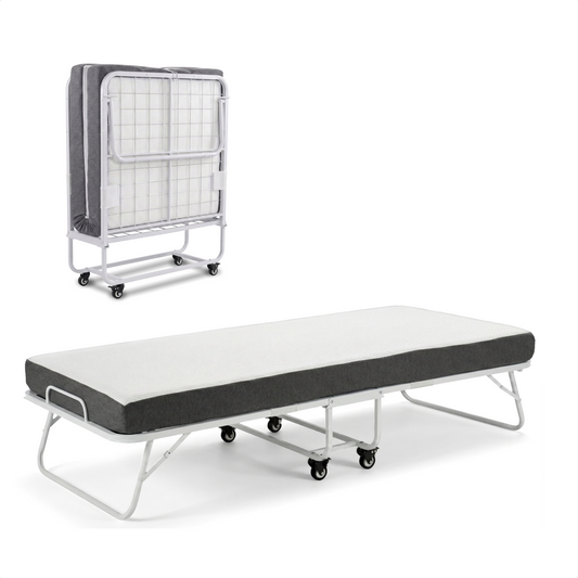 Logeerbed 90×200 met Matras - Vouwbed - Luxe - tot 250 kg - Wit - Bodo